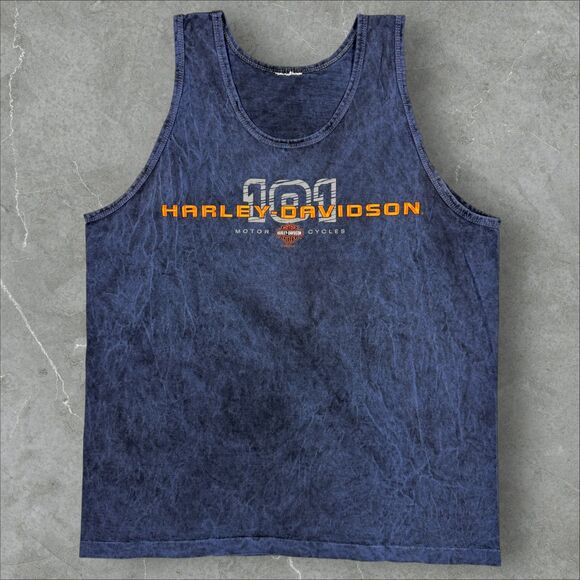Vintage Kona, Hawaii Harley Davidson Y2K Acid Washed Tank Tribal Design ~ Large - Picture 1 of 6